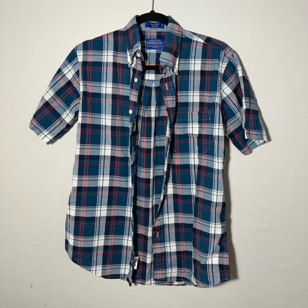Pendleton Seaside Short Sleeve Plaid Flannel Button Up Shirt Multicolor Mens‎ S